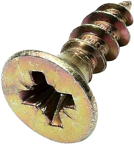AERZETIX - Set med 100 - träskruv - Ø6 x 20 mm - Mässingsstål, metall, fräshuvud - Pozidriv korsformigt fotavtryck - mässingsfärg - C45195