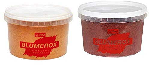 Rayt 1181-71 Polvo para Interiores y Exteriores Cemento Blanco o Gris, Cal y Yeso. Altísimo Poder colorante + 1182-81 Blumerox Polvo para Interiores y Exteriores Cemento Blanco o Gris, Cal y Yeso