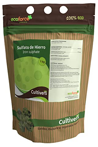 Ecoforce Cultivers Iron Sulphate Heptahydrate 1 Kg For Multiple Home And Garden Use. Natural Fertilizer For Plants Provides Iron And Reduces Soil Ph. Dye For Concrete With Reddish Effect, Oxidized