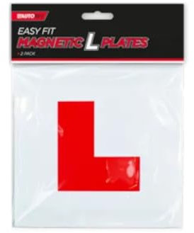 Red Magnetic Strip On Plastic L Plates, Pack of 2 (18.2 cm) - Easy Fit & Vibrant Design, Ideal for Safe Driving Practice