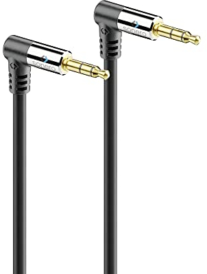 Sonero® premium cavo audio con 2 spine a 90°, jack da 3,5 mm, 1,50 m, contatti dorati, nero