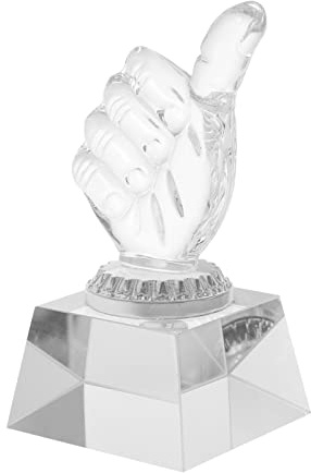 NUOBESTY Crystal Glass Trophy Thumbs up Trophies Award Trophy Statues Hand Gesture Desk Statues Finger Sculpture Teamwork Handshake Trophies Kids Party Favors