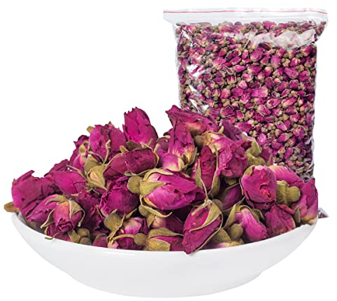 Cozylkx Getrocknete Blumen Rosenknospen Natürliche Blumen Bio Kräutertee Essbarer Knospen Tee,500g