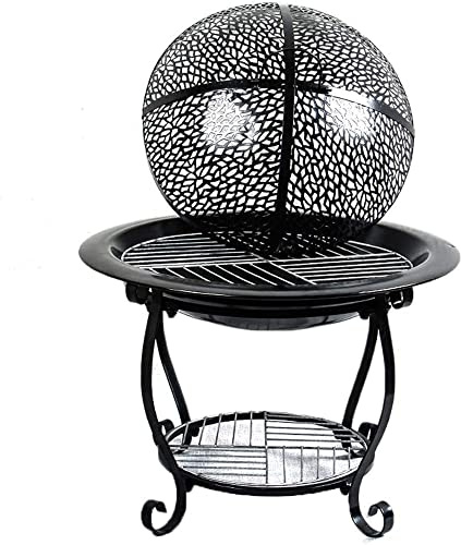 MNSSRN Iron Barbecue Stove for Cooking Food Multifunctional, Camping Fire Pit Campfire Stove, Campfire Charcoal Garden Decor Wood Stove Heating Stove with Grilling Mesh,S1