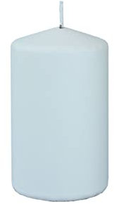 innaGLAS Bougie Pilier LYCANTHIA, Frosted Pastel, Bleu Ciel, 10cm, Ø6cm, 33h - Bougie Votive