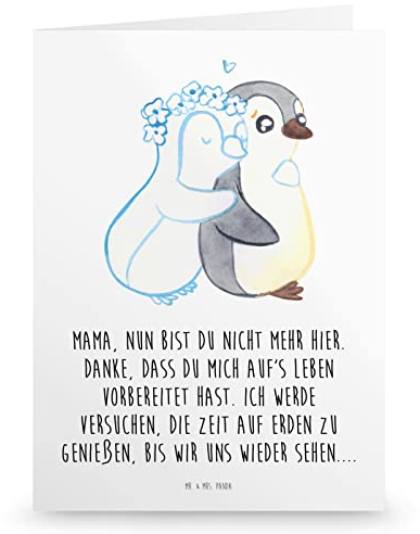 Mr. & Mrs. Panda Klapp Trauerkarte Trauer Mama - Familienmitglied, Anteilnahme, Trauersprüche, Moderne Trauerkarte, Mutter, Trauerkarte Mit