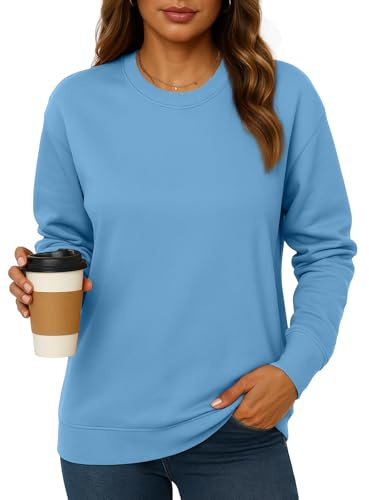 NEYOUQE Damen Pullover Langarmshirt Farbblock Rundhals Lässig Sweatshirt Damen