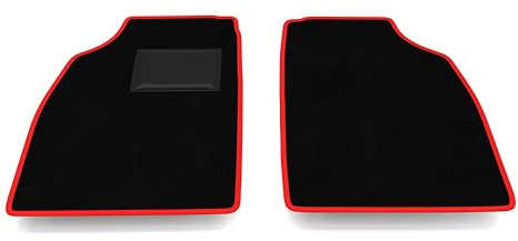Fußmatten kompatibel mit Ligier JS50 Schrägheck 3-Türer 2010–2025, Roter Rand Custom Automatten Set Fußmatten Set Velours Autoteppich
