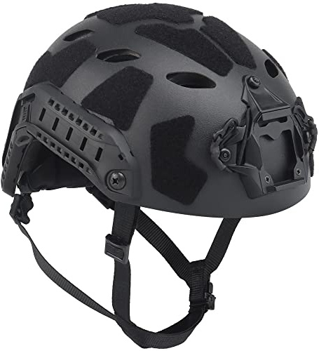 Jungle Leopard Military Tactical Helmet, Fast SF Super High Cut Helmet CS Paintball Protection Airsoft Equipment (Color : BK)