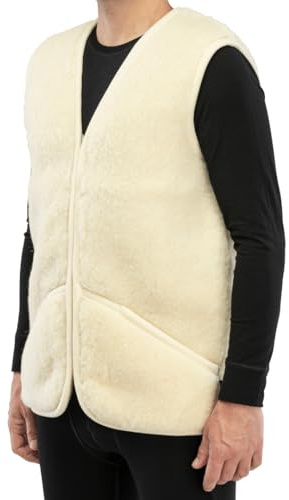Perfect Wool - Weste Wolle - Merino Weste Damen und Herren - Warm und Weich - für Herbst und Winter, mit Reißverschluss und Taschen - Ecru