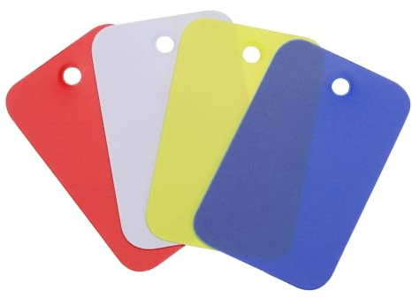 QUARKZMAN Vattentät plast transportetiketter med ihåliga öglor, produktidentifieringsetiketter, märkning av ventiler, utomhusmärkning, 2,5 x 4 cm/0,98 x 1,57 tum, Pz100, flerfärgad