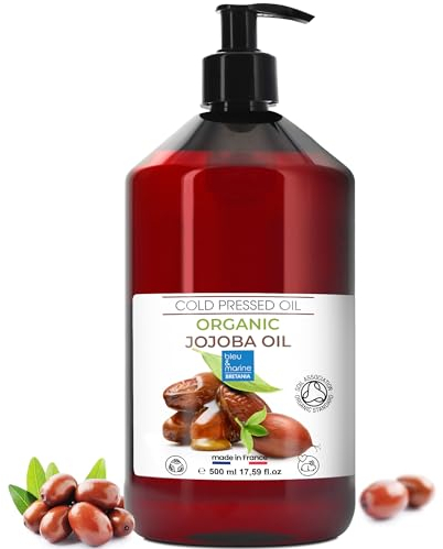 Olio di Jojoba BIO, Puro e Naturale: Siero Viso, Idratante per Capelli e Barba, Struccante, Detergente Viso, Siero Ciglia, Olio per Cuticole Unghie, Cura per la Pelle Atopica - 500 ml