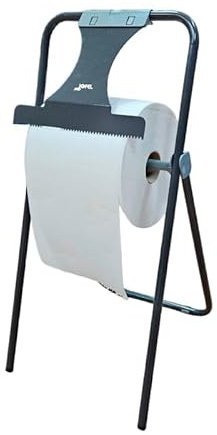 Jofel - Portabobinas de Suelo Plegable, Dispensador de Papel Industrial con Sierra Frontal para Corte, Gran Resistencia, Tubo de Acero 20mm, Acepta Bobinas de hasta 500m, AD80010