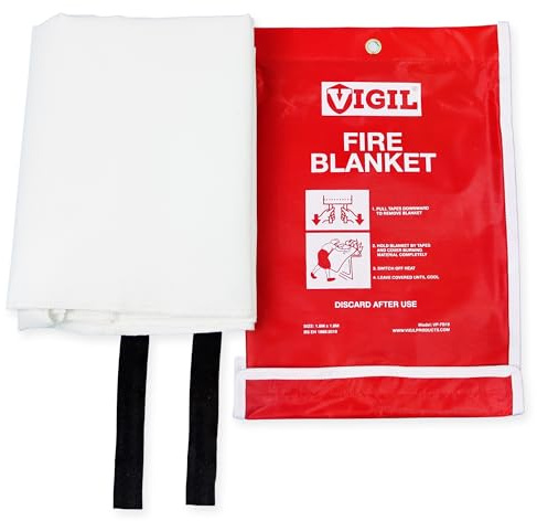Vigil Fire Blanket for Commercial & Large Kitchens - 1.8m x 1.8m | Fibreglass Blankets Suitable for Restaurants, Hotels, Bars, Canteens and More