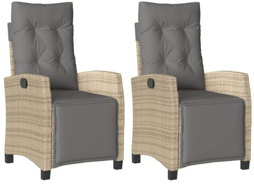 vidaXL Gartensessel mit Fußteil 2 STK. Verstellbar Poly Rattan