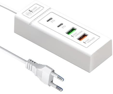 Tira de cargador de teléfono, concentrador de estación de carga USB,Regleta de carga rápida de 4 puertos de 20 W para teléfonos móviles - Estación de carga de escritorio para dormitorio antisobrecalen