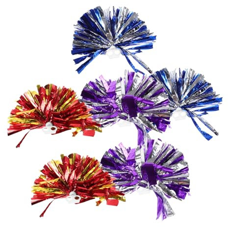 BELLIFFY 6 Stück Wiederverwendbare Cheerleading-Requisiten Aus Pet-Material Aufmerksamkeitsstarke Pompons Für Sport Und Tanzwettbewerbe