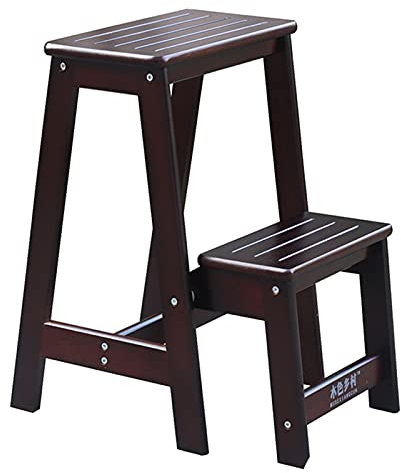 Tritthocker Klappleiterhocker, Holzleiter Multifunktions-Aufstiegsleiter für den Innenbereich Maximale Belastung 150 Kg/Schwarz