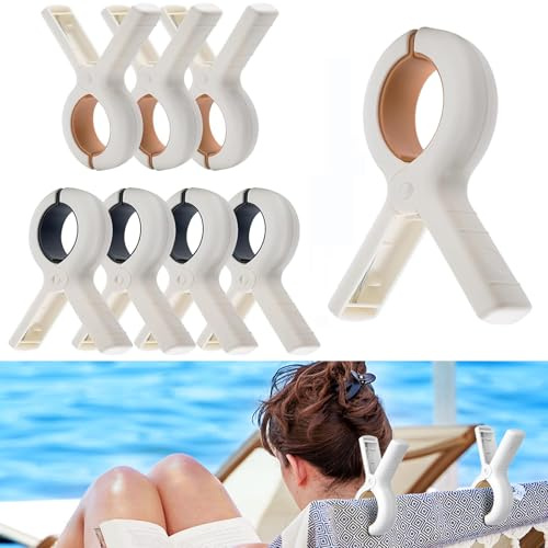 8pcs Beach Towel Clips,Large Laundry Clip Towel Pegs,Non Slip Heavy Duty | Clothes Pegs For Washing Line,Large Plastic Laundry Peg for Sun Lounger, Laundry,Beach, Pool,Duvets,Bath Towels,laundry pegs