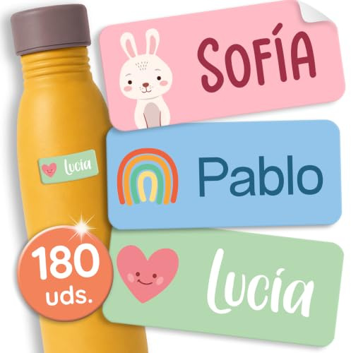 StiKiddo® Set de 180 Etiquetas Personalizadas para Niños - Pegatinas Adhesivas para Ropa y Objetos, Para Guarderíay y Escuela, Impermeables - Violeta | Etiquetas de nombre personalizadas y lavables a máquina para ropa, pegatinas de nombre autoadhesivas