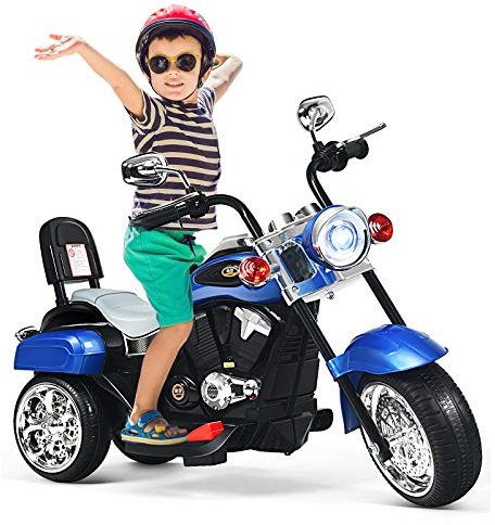 GOPLUS Elektrisk motorcykel för barn, 6 V, trehjulig, barnmotorcykel med fram- och bakre avstängning, elektrisk motorcykel, motorcykel, elektriskt fordon för barn från 3 år