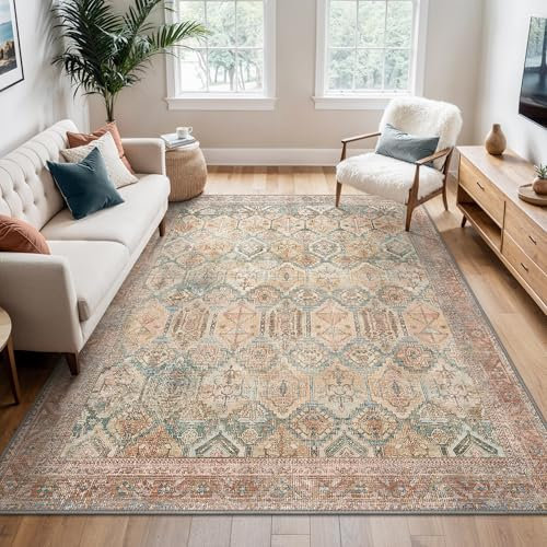 BEIMO Alfombra Salon Vintage, Alfombra Estival Antideslizante Lavable, Moderna Alfombras Habitación, Alfombras Persa para Color Ladrillo Rojo, 120x170cm