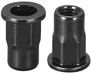 QUARKZMAN 20 Pcs Tuercas remachadas M5 acero carbono | media hexagonal con cabeza plana zincada negra piezas