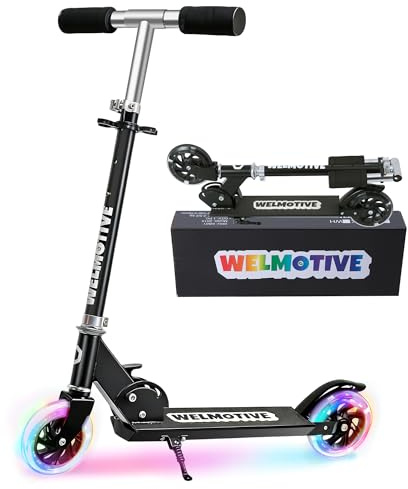 Roller Kinder 2 Räder, Klappbar Kinderroller für Mädchen Jungen, Tretroller mit LED Leuchtende Räder, 3 Höhenverstellbare, Ständer, Scooter for Kinder ab 3-12 Jahre