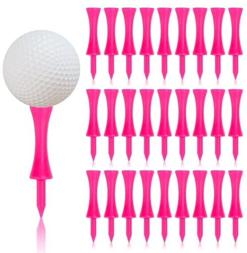 Wvu & Wvo 60 Stück Golf Tees Kunststoff Rosa 57mm, 60 x 12 mm Golf Zubehör, Unbreakable Plastik Golf Tees, Wiederverwendbar Tees Golf für Golfer üben, Geschenk für Golfer oder Familie