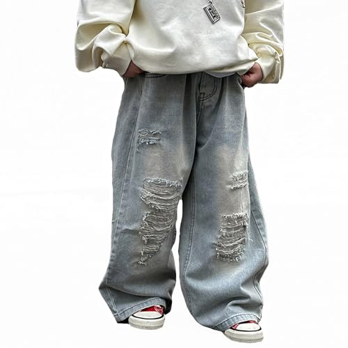 Jeans Enfant Garcon Baggy 2-11 Ans Fashion Cargo Pantalon Denim Large Ado Garçon Taille Elastique Pas Cher Confortable Casual Vacances Streetwear