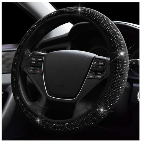 Auto Lenkradbezug Für Golf Für 7 6 37-39 cm Bling Blau Diamant Auto Lenkrad Abdeckung Für Mädchen Frauen Universal Rosa Innen Dekorationen Zubehör(A)