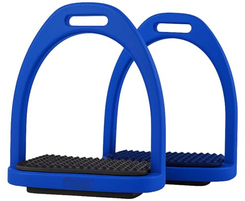 AK Baspro - Staffa per cavallo, in plastica, ad alta resistenza, durevole, in plastica di qualità, staffe di sicurezza, staffe per equitazione con cuscinetto in gomma antiscivolo, AKRS-6047-02 (blu
