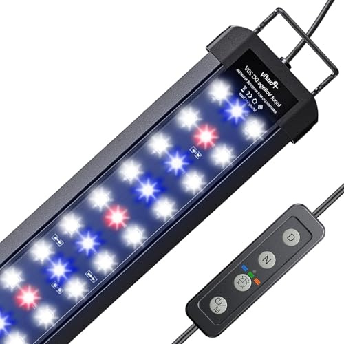 Pawfly Aquarium Light for 45-60 CM Tanks, 14 W Fish Tank Light, Full Spectrum Aquarium Lights, Extendable LED Fish Lamp with Timer, Daytime/Night Modes & Adjustable Brightness for Freshwater
