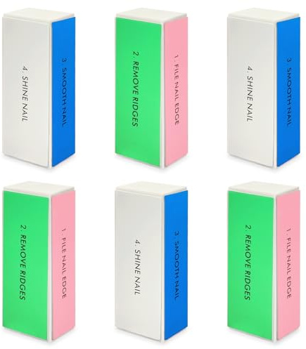 6-Pack Large Square Sponge Nail Buffer Block, 4-Way Nail File and Buffer for Smooth and Shiny Nails, Manicure and Pedicure Essentials