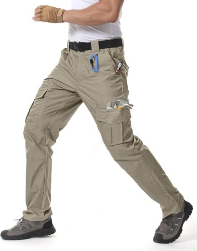 IGOLUMON Pantalon de Travail Homme Pantalon Cargo Stretch avec Plusieurs Poches Taille Elastique Pantalons de Randonnée Loisirs Vêtements de Sécurité