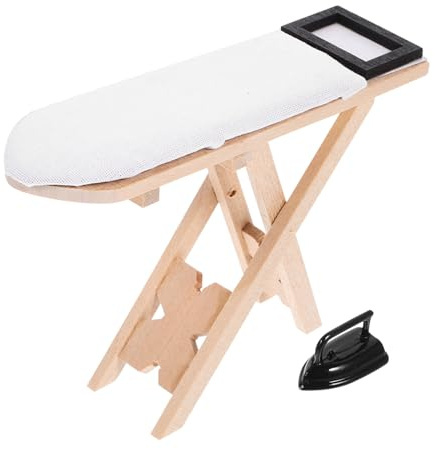 BESPORTBLE Mesa Miniatura de Hierro Decorativa para Casa de Muñecas Plancha y Tabla Diseño Realista y Superficie Lisa para Desarrollar Habilidades Manuales y Creatividad Infantil