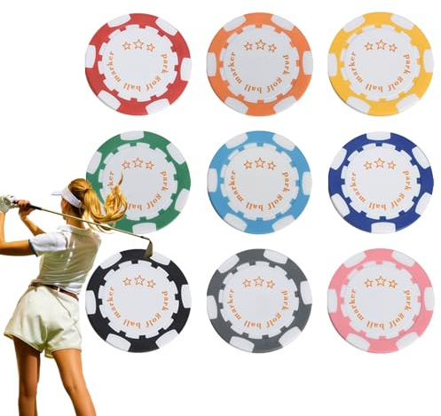 Gungtj Poker Chip Ball Marker Golf - marcatori di palla da golf divertenti si fissano 9 Pack per Uomini e Adulti, Sportivi e Collezione di chip Poker per golfisti in I