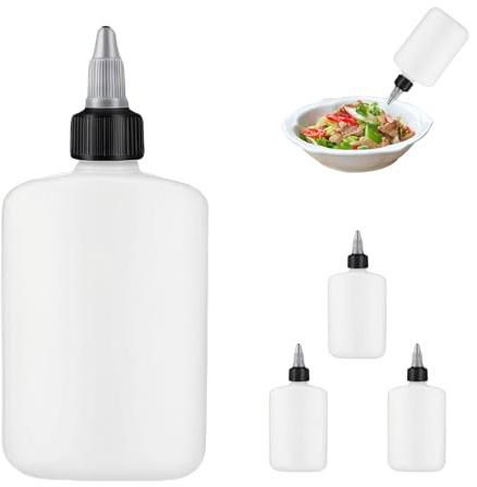 UncleS 2. Set 4 Bottiglie Condimento HDPE per Alimenti A 120 Ml Distributori Olio Resistenti alle Perdite per Cottura E Viaggi Olio Versamento Preciso