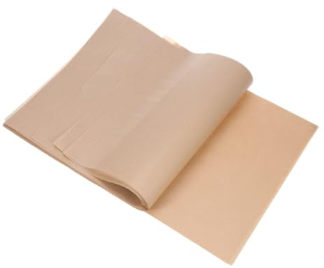 Lurrose 100 pièces Papier Sulfurisé Non Adhesif pour Cuisson et Barbecue Feuilles Parchment Silicone Résistant à Huile Eau Adapté pour Moules à Gâteaux et Friteuse Air