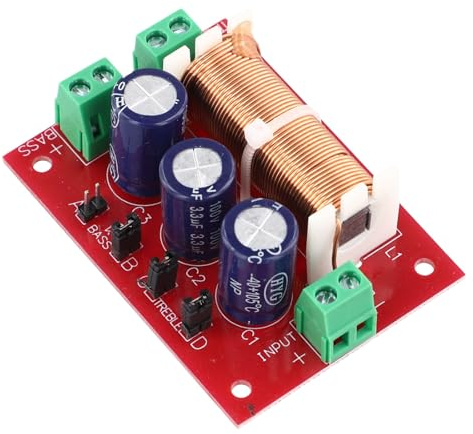 Filtro crossover audio a 2 vie da 400 W per sistemi di altoparlanti, costruzione in rame con divisore di frequenza, compatibile con tweeter e configurazione bassi da 4-16 Ohm, rosso+bronzo+blu+verde