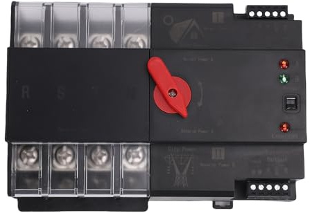 Sorandy Interruttore di Trasferimento Automatico a Doppia Alimentazione, Controller Elettrico per Interruttore su Guida DIN 4P 100A con Contatti in Argento e Ritardante dell'infiammazione del PC