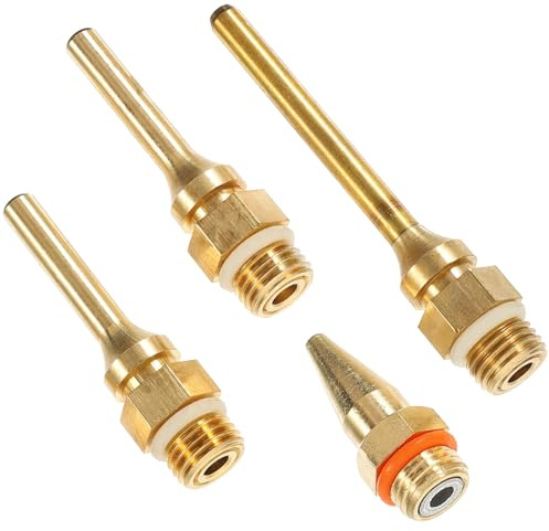 MAGICLULU Ugello per Spruzzatore di Colla a Caldo in Rame, Kit 4 Pezzi Ugelli Lunghi Assortiti 2.0 * 70mm, 2.0 * 50mm, 3.0 * 50mm e Punta Conica da 3 Cm, Accessori per Pistola Colore Casuale
