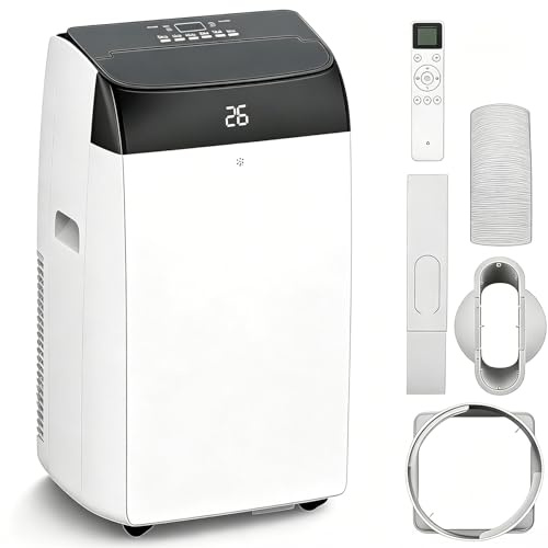 Litake Pingüino Aire Acondicionado Portátil 10000 BTU 3 en 1 Frío, Ventilador y Deshumidificador para Habitaciones de 30m², Incluye Kit de Ventana y Mando a Distancia, Negro