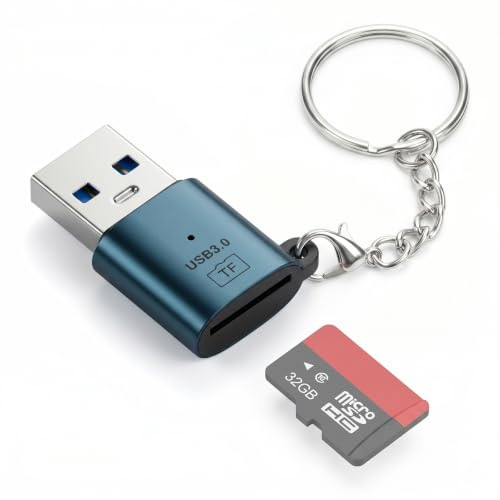 Lettore di Schede USB 3.0, Adattatore per Scheda TF ad Alta Velocità Compatibile con MicroSDXC, MicroSDHC e MicroSD per Computer Portatili, MacBook e Samsung Galaxy (Blu)
