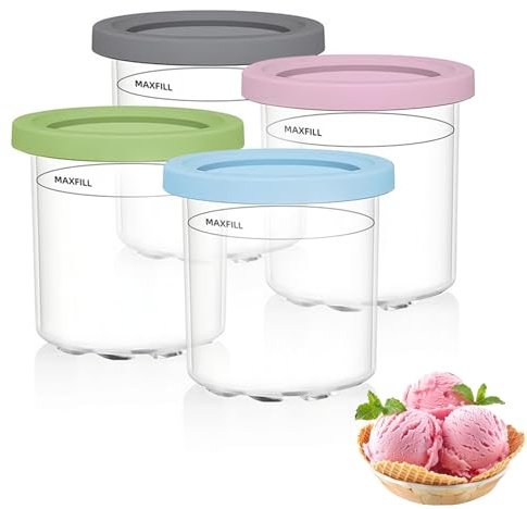 Comioke 4 Piezas Recipientes compatibles con Ninja Swirl, Recipientes para Ninja Swirl, Recipiente de Helado Compatible con NC299AMZ, C300s, NC300, NC301, sin BPA, apto para Lavavajillas