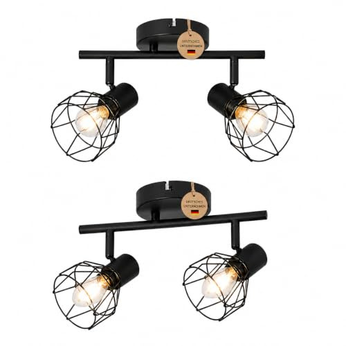 Zedelmaier LED Deckenstrahler,Deckenlampe 2 Flammig Schwenkbar,E14,2er Set | Deckenlampe;Metallgitter;Büro,Flur & Wohnanlagen;90°neigbar,350°drehbar;Max 40W;Deckenmontage & Wandmontage;Ohne Leuchtmittel