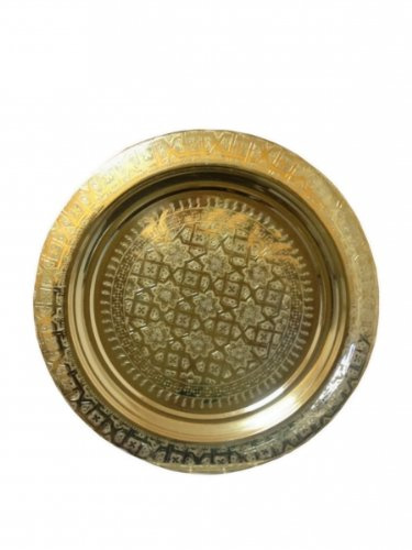 Orientalisches Teetablett Tefor Ø 50 cm Gold, Rundes Antik Tablett aus Messing, Orientalisches Teetablett, Serviertabletts Buffet, auch für Schmuck- und Make-up-Organizer-Kerzenteller