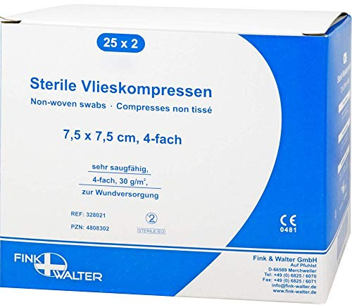 VLIESKOMPRESSEN 7,5x7,5 cm steril 4fach 50 St Kompressen