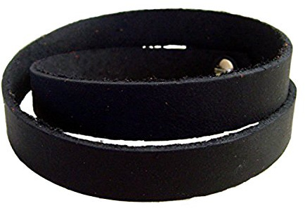 Wickel Lederarmband Farbe schwarz Armschmuck Echtleder 1,5 cm breit