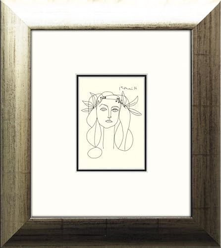 artissimo Bild gerahmt 35x39 cm Pablo Picasso „Porträt Francoise Gilot“ AG3799 – hochwertiger Kunstdruck mit Rahmen, minimalistisches Gemälde für Wohnzimmer & Büro